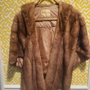 D'Elia & Son Mink Fur Stole Wrap Shawl with Pockets